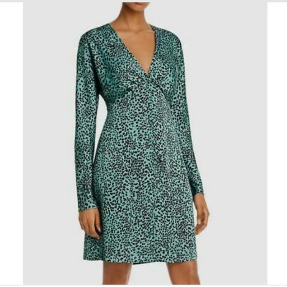 Equipment Femme Rommily Pinktuck Animal Print Button Detail Midi Dress Size 4